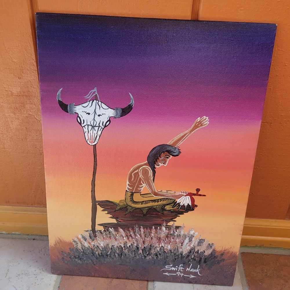 Southwestern Native Original Painting  William Swift Hawk Collectible Decor Art